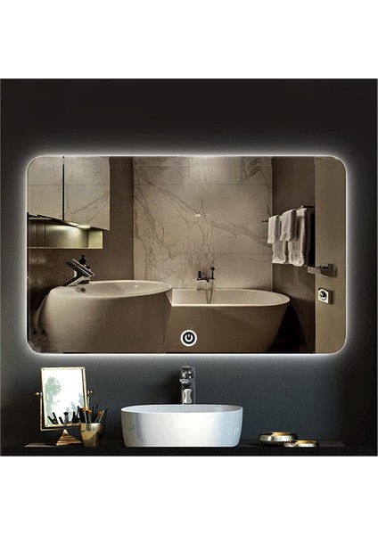 80X120 cm Dokunmatik Tuşlu Ledli Ayna Banyo Aynası Dekoratif Ayna Boy Ayna Salon Duvar Ayna