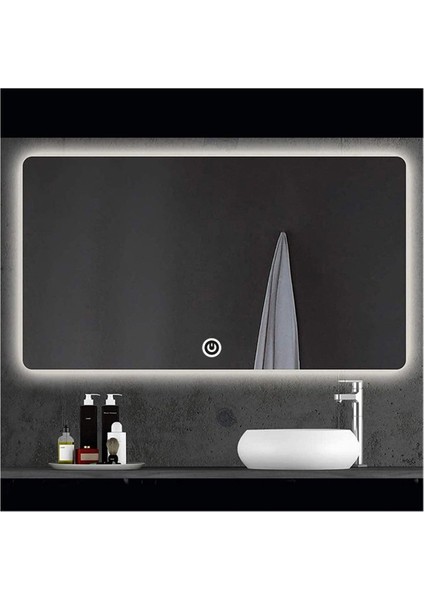 80X120 cm Dokunmatik Tuşlu Ledli Ayna Banyo Aynası Dekoratif Ayna Boy Ayna Salon Duvar Ayna