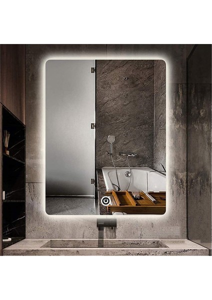 80X120 cm Dokunmatik Tuşlu Ledli Ayna Banyo Aynası Dekoratif Ayna Boy Ayna Salon Duvar Ayna
