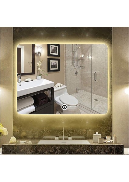 80X120 cm Dokunmatik Tuşlu Ledli Ayna Banyo Aynası Dekoratif Ayna Boy Ayna Salon Duvar Ayna
