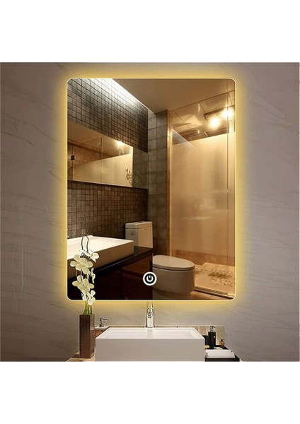 75X105 cm Dokunmatik Tuşlu Ledli Ayna Banyo Aynası Dekoratif Ayna Boy Ayna Salon Duvar Ayna