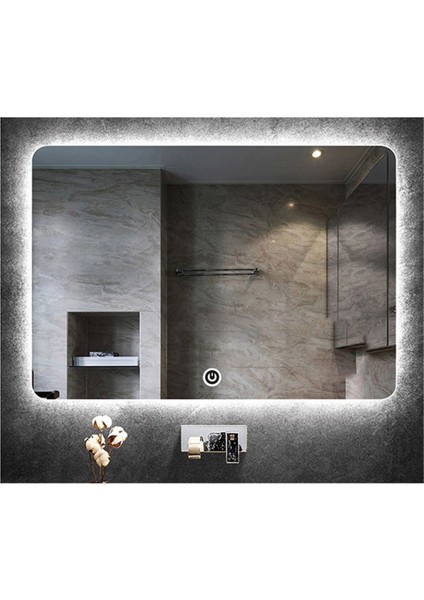 75X105 cm Dokunmatik Tuşlu Ledli Ayna Banyo Aynası Dekoratif Ayna Boy Ayna Salon Duvar Ayna