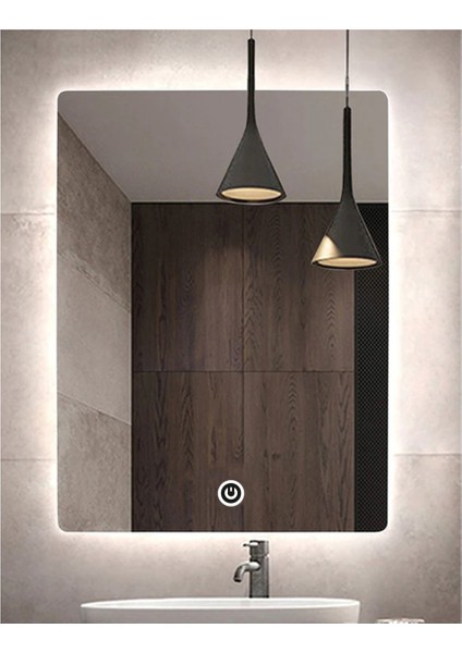 75X105 cm Dokunmatik Tuşlu Ledli Ayna Banyo Aynası Dekoratif Ayna Boy Ayna Salon Duvar Ayna