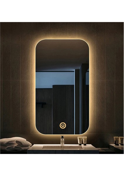 75X105 cm Dokunmatik Tuşlu Ledli Ayna Banyo Aynası Dekoratif Ayna Boy Ayna Salon Duvar Ayna
