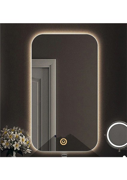 60X70 cm Dokunmatik Tuşlu Ledli Ayna Banyo Aynası Dekoratif Ayna Boy Ayna Salon Duvar Ayna