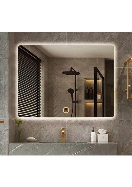 60X70 cm Dokunmatik Tuşlu Ledli Ayna Banyo Aynası Dekoratif Ayna Boy Ayna Salon Duvar Ayna