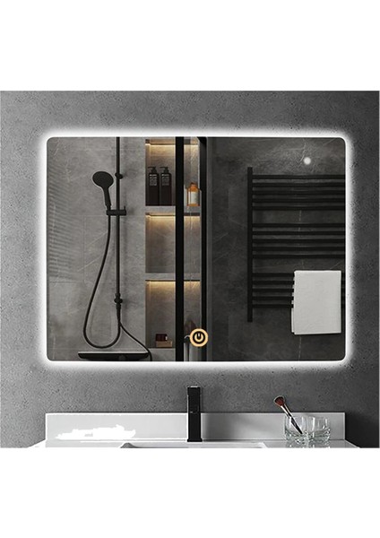 50X65 cm Dokunmatik Tuşlu Ledli Ayna Banyo Aynası Dekoratif Ayna Boy Ayna Salon Duvar Ayna