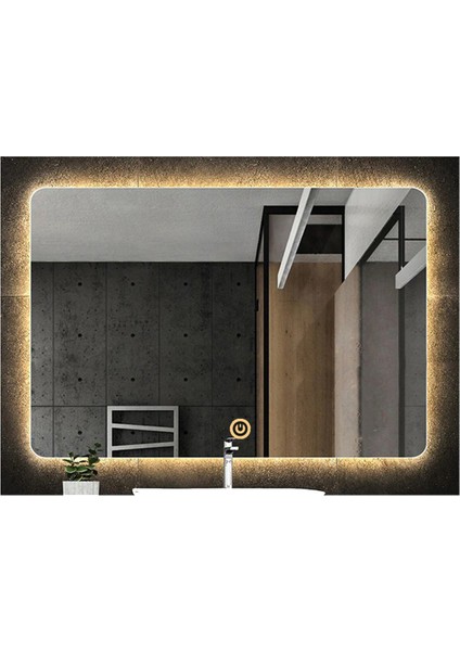 50X65 cm Dokunmatik Tuşlu Ledli Ayna Banyo Aynası Dekoratif Ayna Boy Ayna Salon Duvar Ayna