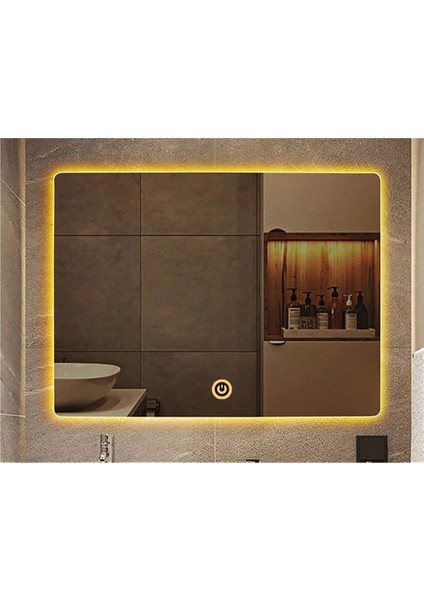 50X65 cm Dokunmatik Tuşlu Ledli Ayna Banyo Aynası Dekoratif Ayna Boy Ayna Salon Duvar Ayna