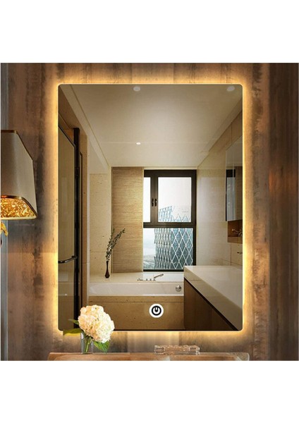 40X55 cm Dokunmatik Tuşlu Ledli Ayna Banyo Aynası Dekoratif Ayna Boy Ayna Salon Duvar Ayna