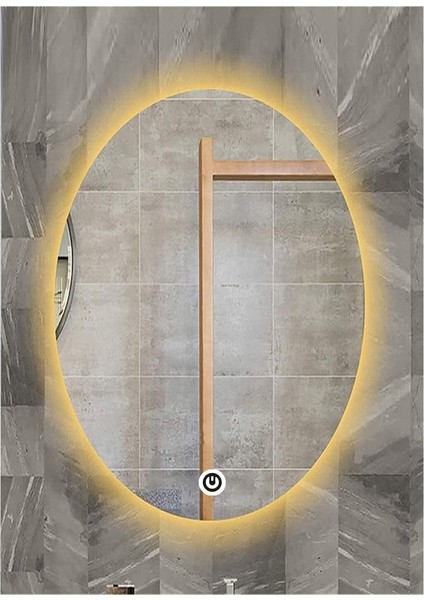 65X85 cm Dokunmatik Tuşlu Elips Ledli Ayna Banyo Aynası Dekoratif Ayna Boy Ayna Salon Duvar Ayna