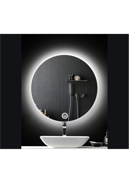 90 cm Dokunmatik Tuşlu Yuvarlak Ledli Ayna Banyo Aynası Dekoratif Ayna Boy Ayna Salon Duvar Ayna