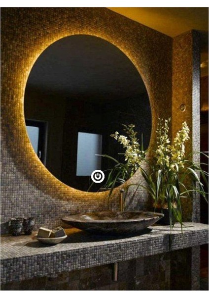 90 cm Dokunmatik Tuşlu Yuvarlak Ledli Ayna Banyo Aynası Dekoratif Ayna Boy Ayna Salon Duvar Ayna fiyatları