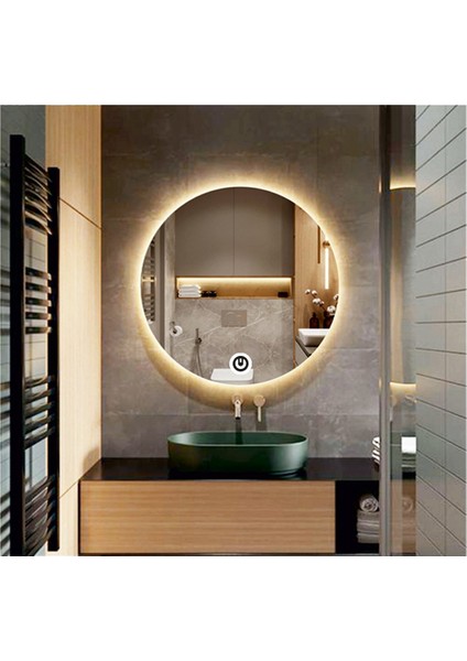 90 cm Dokunmatik Tuşlu Yuvarlak Ledli Ayna Banyo Aynası Dekoratif Ayna Boy Ayna Salon Duvar Ayna modelleri