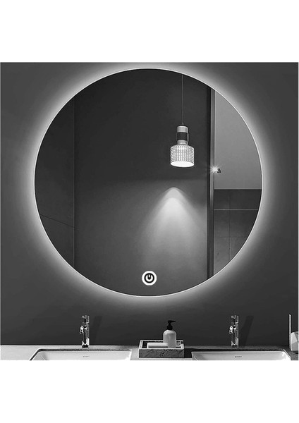 Global Led Mirror 70 cm Dokunmatik Tuşlu Yuvarlak Ledli Ayna Banyo Aynası Dekoratif Ayna Boy Ayna Salon Duvar Ayna