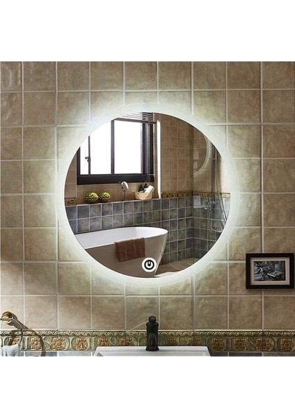 45 cm Dokunmatik Tuşlu Yuvarlak Ledli Ayna Banyo Aynası Dekoratif Ayna Boy Ayna Salon Duvar Ayna