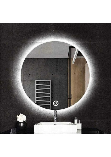 Global Led Mirror 45 cm Dokunmatik Tuşlu Yuvarlak Ledli Ayna Banyo Aynası Dekoratif Ayna Boy Ayna Salon Duvar Ayna