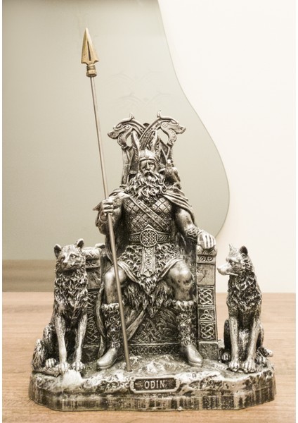 Antioch Artdesign Odin Tasarım Biblo Iskandinav Mitolojik Tanrı Heykel Büyük Boy Ev Dekor Hediyelik Eşya