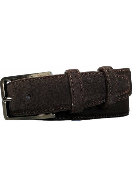 %100 Deri Kahverengi Süet Kumaş Pantolon Kemeri 3.5 cm fiyatları
