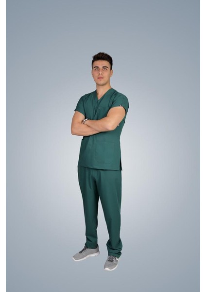 Doktor Hemşire Forması Cerrahi Nöbet Takımı Kadın-Erkek Yeşil Üniforma