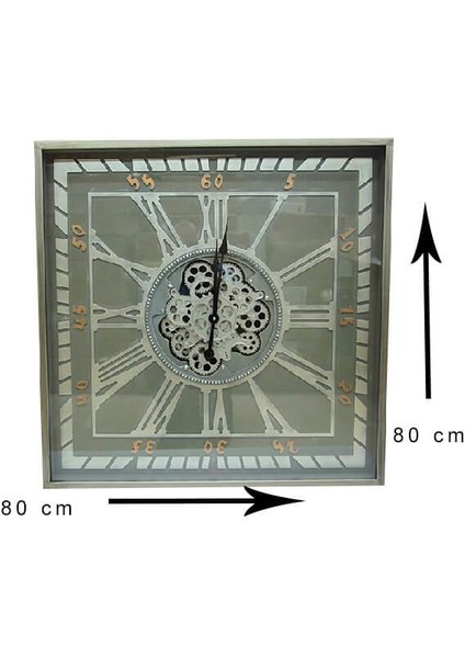 Kare Roma Rakamlı Yeşiloksit Çarklı Metal Duvar Saati Hediyelik