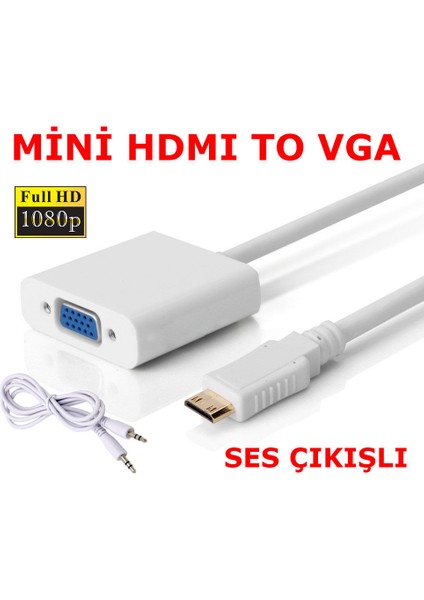 Mini HDMI To VGA Dönüştürücü Hd 1080P