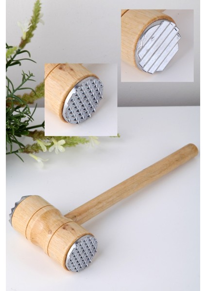 Ahşap Saplı Et Dövme Çelik Et Tokmağı 25 cm