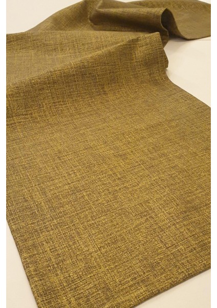 Linen Baskılı Pamuk/Keten Haki Runner 40*140 cm - 948