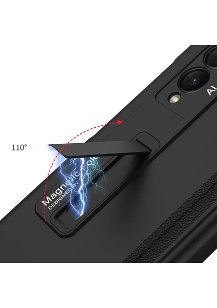 Samsung Galaxy Z Fold 3 Kılıf Magnetik Menteşe Korumalı Kick Standlı Premium Kapak Oleofobik Kaplama