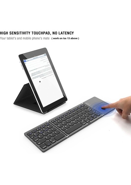 Shuai Yan Dokunmatik Yüzeyli Kablosuz Klavye Şarj Edilebilir Katlanabilir Taşınabilir Bluetooth Klavye Android Windows Ios Için (Yurt Dışından)
