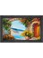 Çiçekli Manzara Yağlıboya Tablosu-Siyah Ahşap Çerçeve - 50 x 90 1