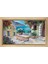 Çiçekli Balkon ve Deniz Tablosu-Naturel Ahşap - 45 x 30 cm 1