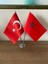 Fas Masa Bayrağı Krom Direkli Ikili Bayrak 1