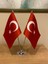 Türkiye Masa Bayrağı Krom Direkli Ikili Bayrak 1
