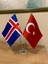 Izlanda Masa Bayrağı Krom Direkli Ikili Bayrak 1
