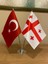 Gürcistan Masa Bayrağı Krom Direkli Ikili Bayrak 1