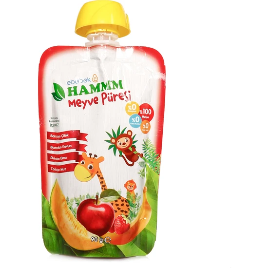 Hammm Çilek Kavun Elma Muz Meyve Püresi 90 gr