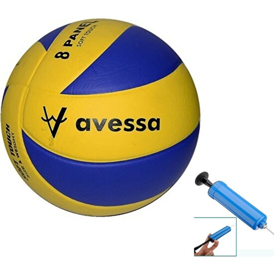 Avessa VL400 Voleybol Topu 8 Panel Sarı Mavi  5 Numara Voleybol Topu + Top Pompası