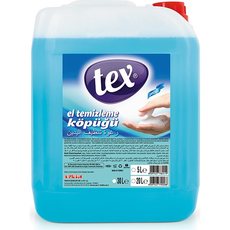 Tex 5 Lt Köpük Sabun pH 5.5 El Temizleme İçin Yumuşak Formül ve Ferah Koku