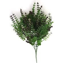 Yapay Çiçek Deposu 7 Dal Plastik Okaliptus Demeti 35 cm Yeşil-Kahve