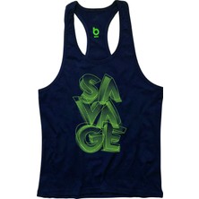 Bluu Savage Fitness Gym Tank Top Sporcu Atleti S Beden Nefes Alabilir Kumaş Özelliği ile