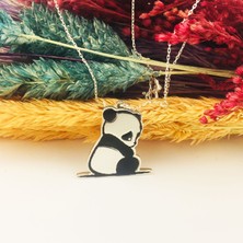 Butik Gümüş Gümüş Mineli Panda Kolye (BG-KLY-050)