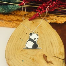 Butik Gümüş Gümüş Mineli Panda Kolye (BG-KLY-050)