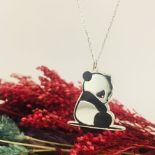 Butik Gümüş Gümüş Mineli Panda Kolye (BG-KLY-050)