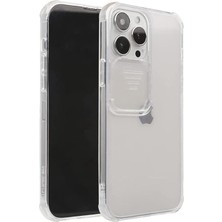 Tria Apple iPhone 13 Pro Uyumlu Şeffaf Sürgülü Köşe Korumalı Arka Kapak Telefon Kılıfı