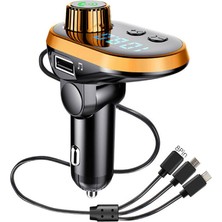 Farfi Araba Oto Bluetooth Uyumlu 5.0 Ses Fm Verici Mp3 Çalar USB Hızlı Şarj Adaptörü (Yurt Dışından)