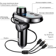 Farfi Araba Oto Bluetooth Uyumlu 5.0 Ses Fm Verici Mp3 Çalar USB Hızlı Şarj Adaptörü (Yurt Dışından)