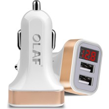 Olaf Çok Fonksiyonlu Dijital Ekran Çift USB Bağlantı Noktaları Telefon / Tablet Için Araç Şarj (Yurt Dışından)