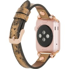 PLM Apple Watch Uyumlu Deri Kordon 38-40-41MM Vintage Ferro Rt V12SEF Hardal