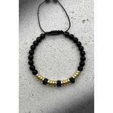FRNCH Zirkon Taşlı Gold Renkli Ayarlanabilir Makrome Erkek Bileklik FRJ11381-1481-G
